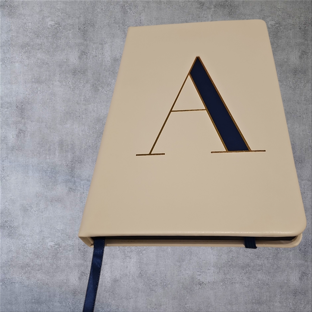 kate spade Beige Monogram Notebook with Navy Inset